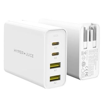 Chargeur de voyage HyperDrive 100W 2 USB-C et 2 USB 3.0 Blanc