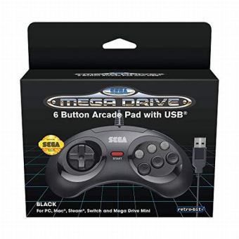 Manette Retro-bit Sega Megadrive 6 USB Mini Noir