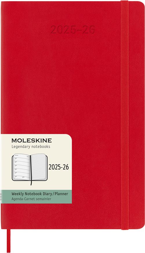 Agenda civil Moleskine 18 mois Semainier Grand Format Dur Rouge