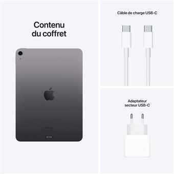 Apple iPad Air 10,9" Puce Apple M1 64 Go Wifi 5ème génération 2022 Gris sidéral