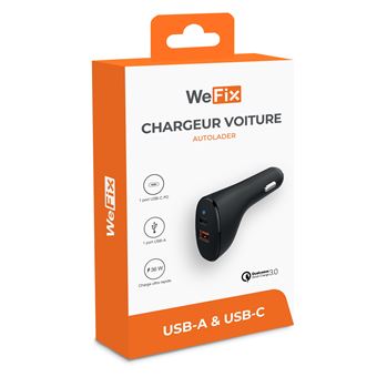 Chargeur de voiture prise allume-cigare WeFix 1 port USB-A QC 3.0