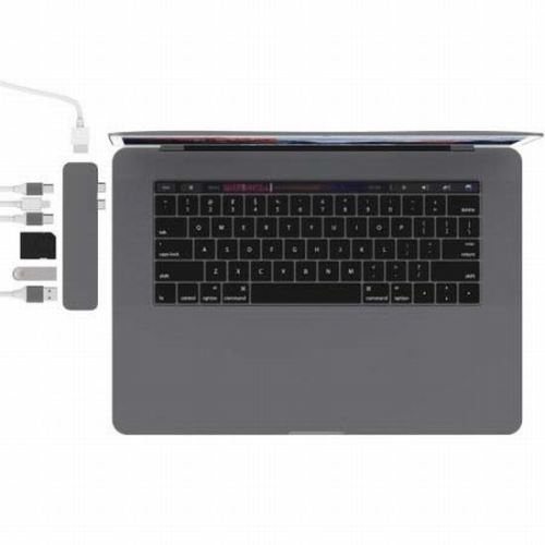 Adaptateur 8-en-2 HyperDrive 2 ports Thunderbolt 3 Gris sidéral pour  MacBook Pro Touch Bar