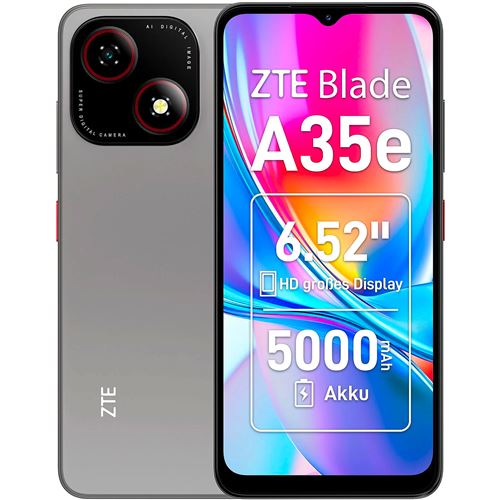 ZTE Blade A35e - 4G smartphone - double SIM - RAM 2 Go / Mémoire interne 64 Go - microSD slot - 6.52 - 1280 x 576 pixels - rear camera 8 MP - front camera 5 MP - gris argenté