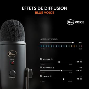 Microphone Blue Yeti filaire pour PC Mac Noir - Microphone