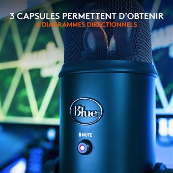 Blue Microphones Snowball Micro USB pour Enregistrement, Streaming, Gaming,  Podcast, Micro Gaming, Micro PC et Mac, Micro Condensateur Diagrammes