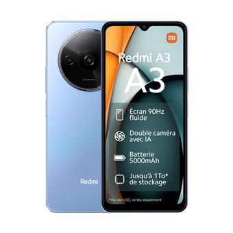 Xiaomi Redmi A3 - 4G smartphone - dual-SIM - RAM 3 GB / intern geheugen 64 GB - microSD slot - 6.71" - 1650 x 720 pixels (90 Hz) - 2x achtercamera's 8 MP - front camera 5 MP - ster blauw - 1