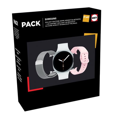 Pack Fnac Montre Connectée Samsung Galaxy Watch 8 40 Mm Bluetooth Argent + Bracelet Rose + Bracelet En Maille Milanaise