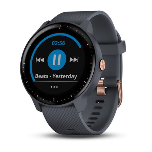 Montre Connectée Multisports Garmin Vivoactive 3 Music Bleu Granite Et Or Rose