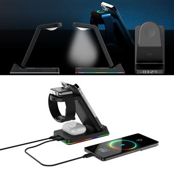 Station De Charge * Fil * Avec Chargeur Rapide 15W, Réveil électronique Et Veilleuse * Pour * Et La Table De Chevet Pour IPhone/téléphones * * Et * Watch