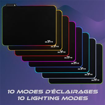 Tapis de souris Gaming rétroéclairé Elyte PY-200 Noir