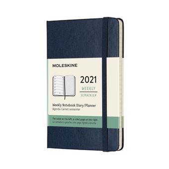 Agenda-carnet 2021 semainier Moleskine Rigide petit format Bleu