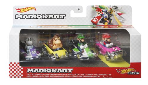 Pack de 4 véhicules Hot Wheels Mario Kart