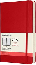 Agenda journalier Moleskine Grand format Couverture rigide 2022 Rouge Ecarlate