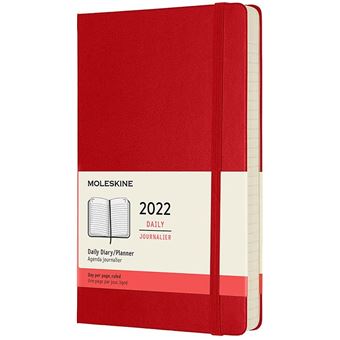 Agenda journalier Moleskine Grand format Couverture rigide 2022 Rouge Ecarlate