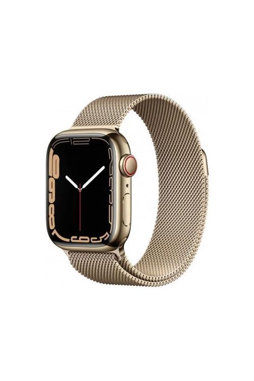 Apple Watch Series 7 GPS + Cellular, boîtier Acier Inoxydable Or 41mm avec Boucle Milanaise Or