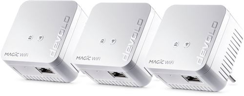 devolo Magic 1 WiFi mini Mesh Kit Multiroom adaptateurs CPL WiFi jusqu''a 1.200 Mbits/ point d''acces WiFi 3x ports Ethernet prise integree - vue 1