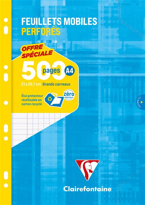 Clairefontaine Papier A4 à Feuilles Libres 500 Pages Réglure Large MAXI Pack
