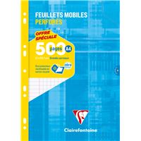 Etui de 500 feuillets mobiles perforés A4 Clairefontaine Grands carreaux