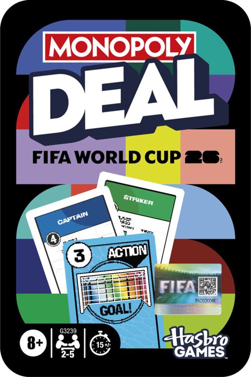 Jeu Classique Hasbro Monopoly Deal FIFA – Jeu de Cartes Sous Licence Officielle 2 à 5 Joueurs