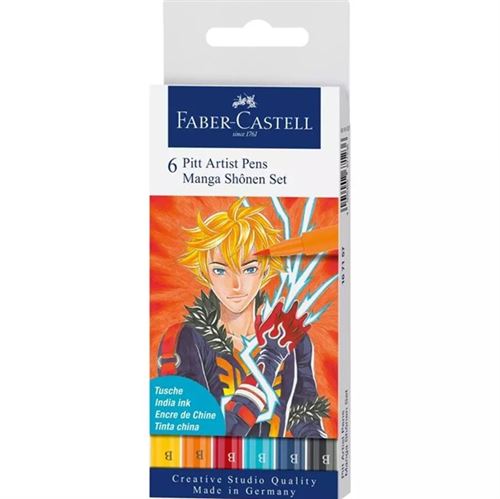 Set de 6 Feutres Faber-Castell Pitt Artist Pens Manga Shônen