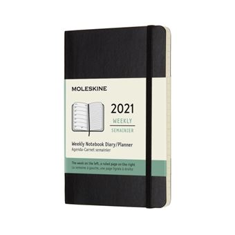 Agenda-carnet 2021 semainier Moleskine Souple petit format Noir