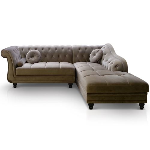 Paris Prix - Canapé frédéric 240cm Taupe Angle Gauche