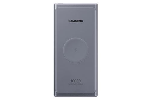 Samsung Wireless Battery Pack EB-U3300 - Bloc de charge sans fil/banque d'énergie - 10000 mAh - 25 Watt - 3 A - QC 2.0, FC - 2 connecteurs de sortie (USB-C) - sur le câble : USB-C - gris foncé