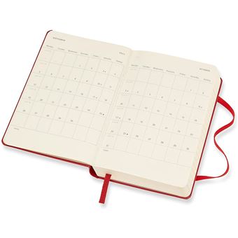Agenda journalier Moleskine Format de poche Couverture rigide 2022 Rouge Ecarlate