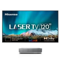 Pack Vidéoprojecteur Hisense Laser TV 120L5HA Blanc et Gris + console ultra courte focale + écran ALR Fresnel 120"