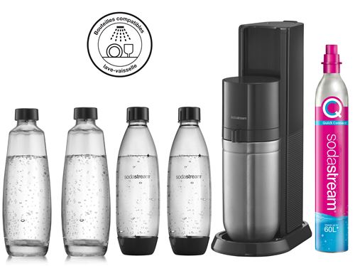 Machine à eau pétillante Sodastream Duo Noir avec 2 carafes et 2 bouteilles Fuse