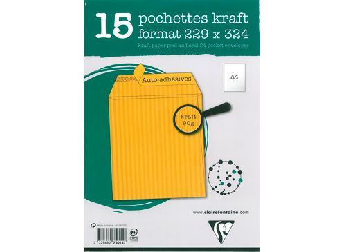 Set de 15 pochettes Clairefontaine Kraft 229 x 324 mm