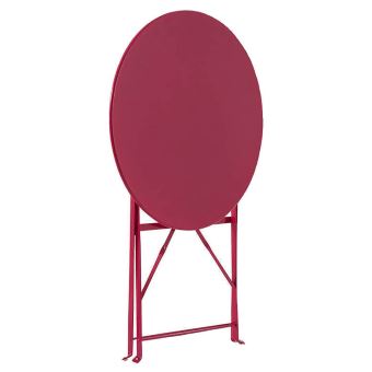 Table de jardin Hespéride pliante ronde Camargue Framboise Brillant