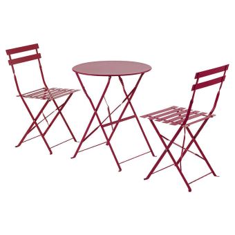 Table de jardin Hespéride pliante ronde Camargue Framboise Brillant