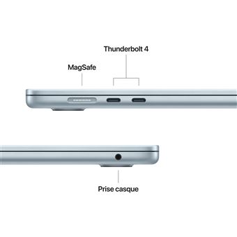 Apple MacBook Air 15'' 512 Go SSD 16 Go RAM Puce M4 CPU 10 cœurs GPU 10 cœurs Bleu Ciel