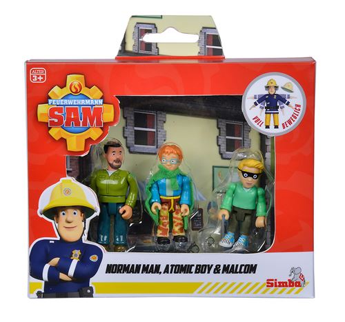 Set de 3 figurines Simba Sam le Pompier 7,5 cm