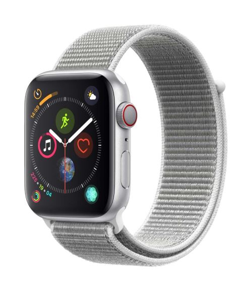 Apple Watch Series 4 Cellular 40 mm Boîtier en Aluminium Argent avec Boucle Sport Coquillage