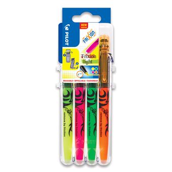 Set 4 stylos Pilot Pen Frixion Light Set2Go Jaune Rose Vert et Orange