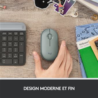 Souris silencieuse sans fil Bluetooth Logitech Pebble M350 Vert eucalyptus