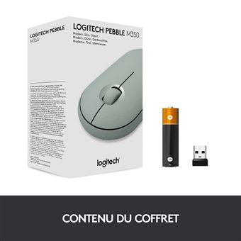 Souris silencieuse sans fil Bluetooth Logitech Pebble M350 Vert eucalyptus