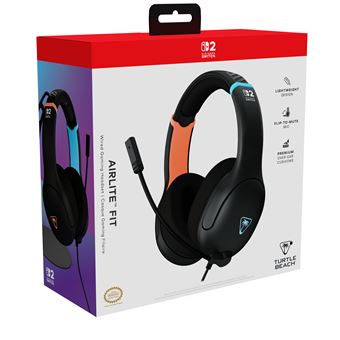 Casque Gaming filaire Turtle Beach® Airlite™ Fit Noir Charbon pour Nintendo Switch™ 2 Nintendo Switch™ Nintendo Switch™ Lite et Nintendo Switch™ Modèle OLED