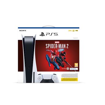 Pack Console PS5 + Manette sans fil DualSense™ + Marvel's Spider-Man 2 Blanc et Noir