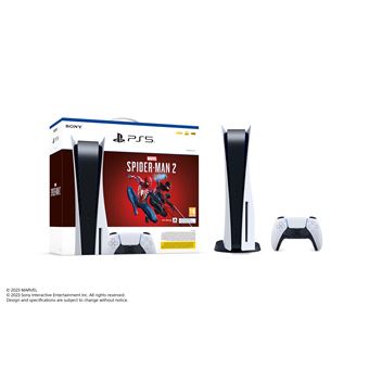 Pack Console PS5 + Manette sans fil DualSense™ + Marvel's Spider-Man 2 Blanc et Noir