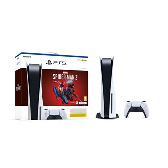 Pack Console PS5 + Manette sans fil DualSense™ + Marvel's Spider-Man 2 Blanc et Noir