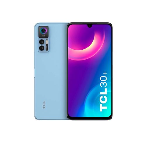 TCL 30+ - 4G smartphone - dual-SIM - RAM 4 GB / Internal Memory 128 GB - microSD slot - OLED-scherm - 6.7 - 2400 x 1080 pixels (60 Hz) - 3x achtercamera's 50 MP, 2 MP, 2 MP - front camera 13 MP - muzeblauw