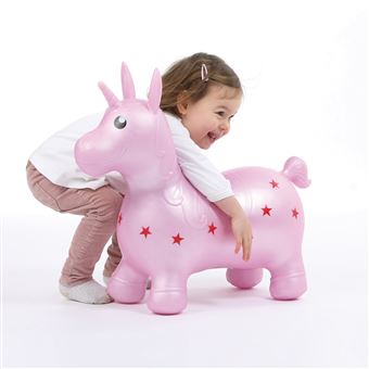 Relaxdays – Animal Sauteur Licorne – Gonflable – Pompe Incluse – Charge 50 Kg – Dès 3 Ans – Blanc/Rose