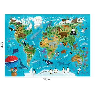 Puzzle enfant 45 pièces Nathan Carte du monde des animaux