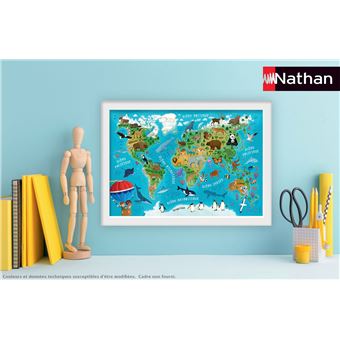 Puzzle enfant 45 pièces Nathan Carte du monde des animaux