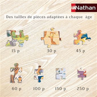 Puzzle enfant 45 pièces Nathan Carte du monde des animaux