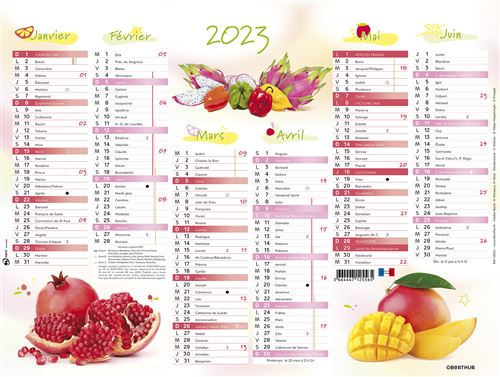 Calendrier Oberthur Cuisine et saveurs 2022 6 mois par Face 43 x 33 cm