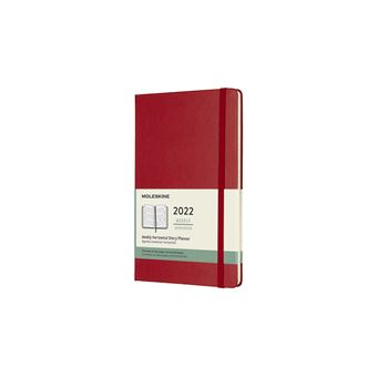 Agenda semainier Moleskine Horizontal Grand format Couverture rigide 2022 Rouge